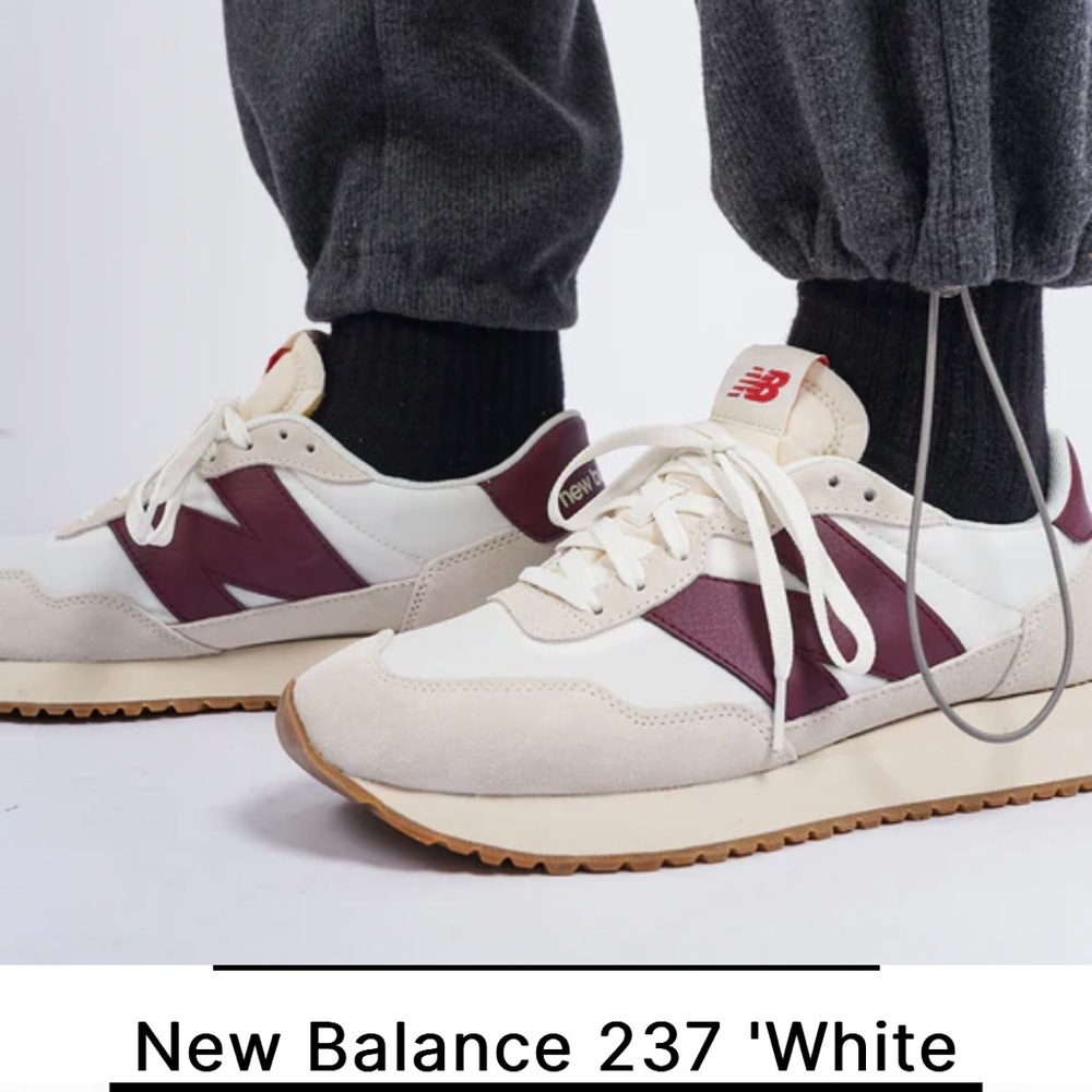 New Balance 237 Moonbeam / Burgundy Retro Running Shoes / Sneakers - Picture 7 of 12